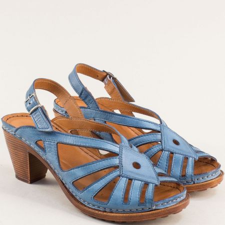 Стилни дамски сандали естествена кожа в син цвят k1896s