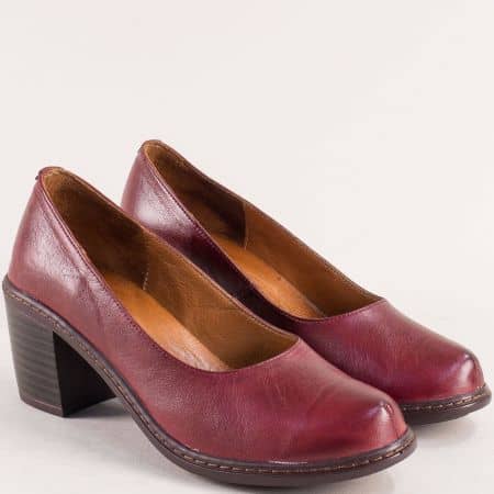 Дамски обувки на среден ток в цвят бордо k1996bd