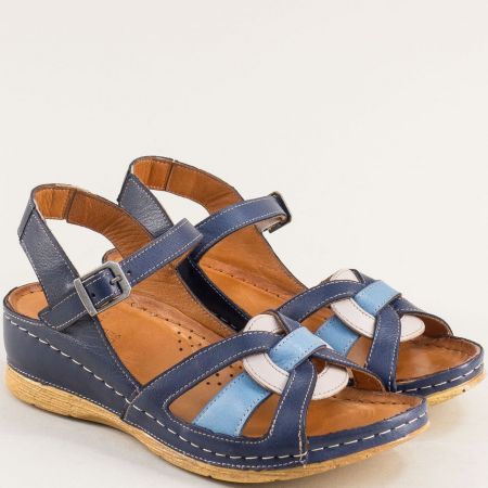 KARYOKA дамски сандал на платформа в син цвят с преплетени каишки k2425sps