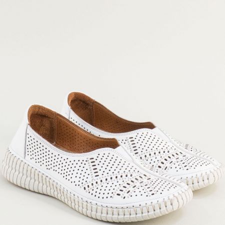 Комфортни дамски обувки естествена кожа в бяло k2854b