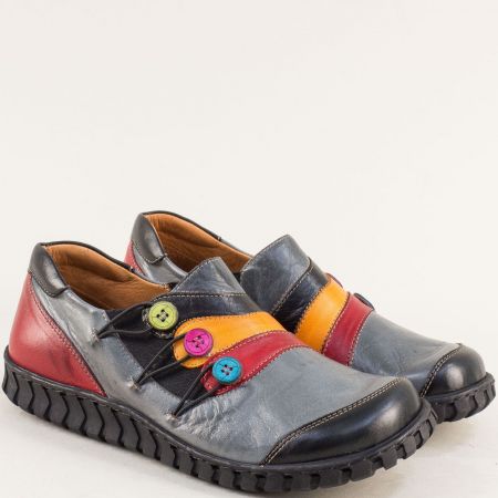 Цветни дамски обувки на комфортно хадило с ластици естествена кожа k3062ps2