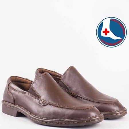 Мъжки обувки от естествена кожа в кафяв цвят l1405kk