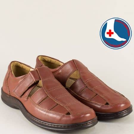 Кафяви мъжки обувки от естествена кожа l1565k