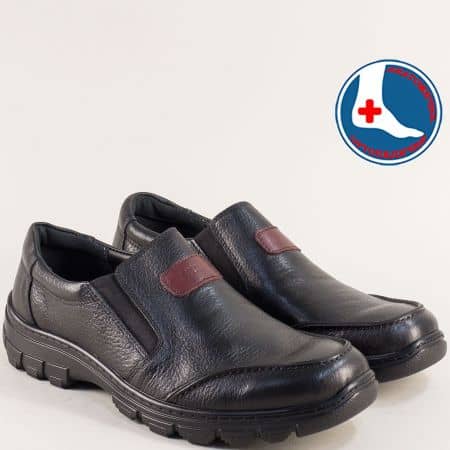 Ортопедични мъжки обувки в черен цвят естествена кожа l2020ch