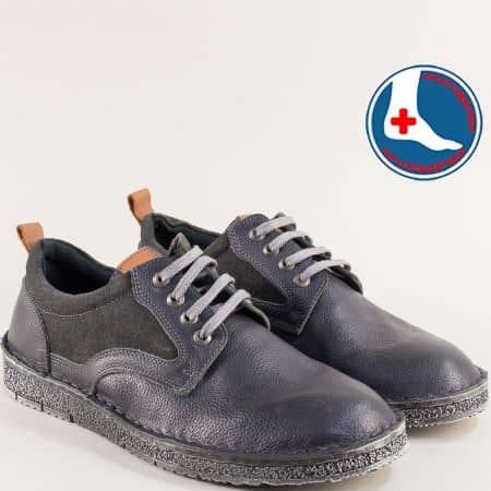 Комфортни мъжки обувки в сив цвят от естествена кожа Arbitro l2050sv