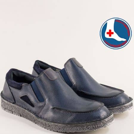 Комфортни мъжки сини обувки от естествена кожа l2051s