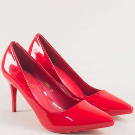 Елегантни червени дамски обувки на висок ток l382lchv