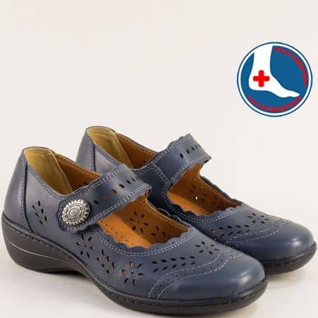 Ежедневни дамски обувки от естествена кожа в сино l5166s