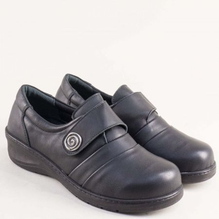 LORETTA дамски обувки на анатомично ходило в черна кожа l5215ch