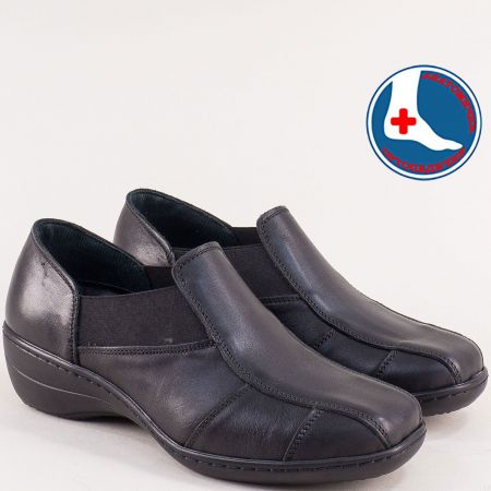 Ортопедични дамски обувки от естествена кожа в черен цвят l5286ch