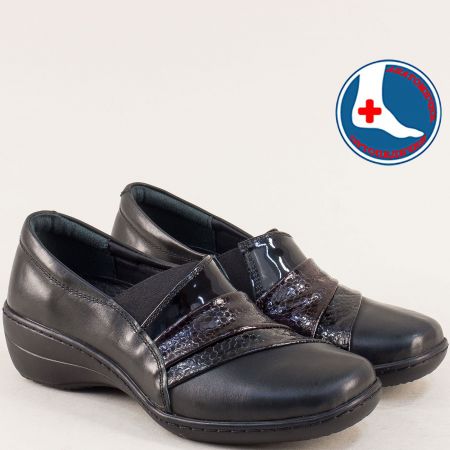 Ортопедични дамски черни обувки от естествена кожа Loretta l549721ch1