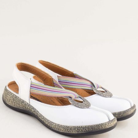 Дамски сандали LORETTA в бял цвят с пъстър детайл l5530b