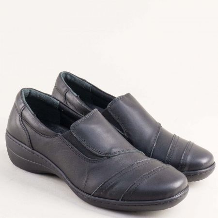 Комфортни дамски обувки от естествена кожа в черен цвят LORETTA l5639ch