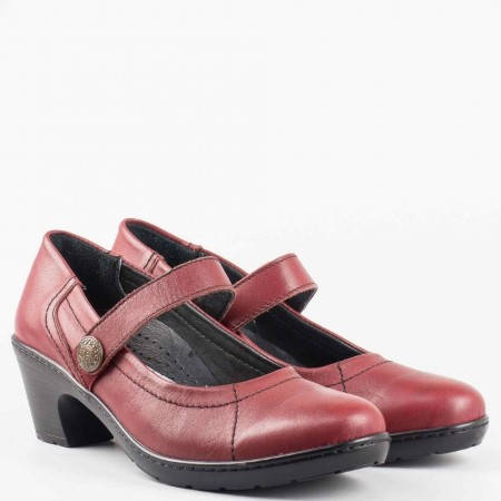 Дамски ежедневни обувки на комфортно ходило от висококачествена естествена кожа в цвят бордо l5701bd