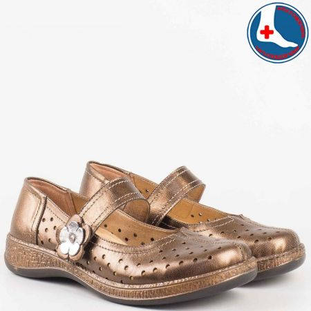 Дамски обувки от естествена кожа с перфорация Loretta l5754k