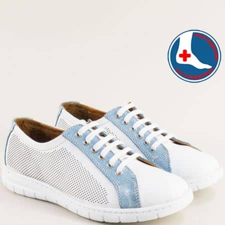 Дамски обувки в синьо и бяло от естествена кожа l6271bs