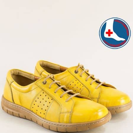 Анатомични дамски обувки естествена кожа в жълто l6828j
