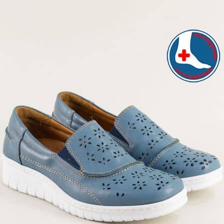 Сини комфортни дамски обувки естествена кожа l6831s