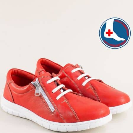 Кожени дамски ортопедични обувки в червено l683208chv