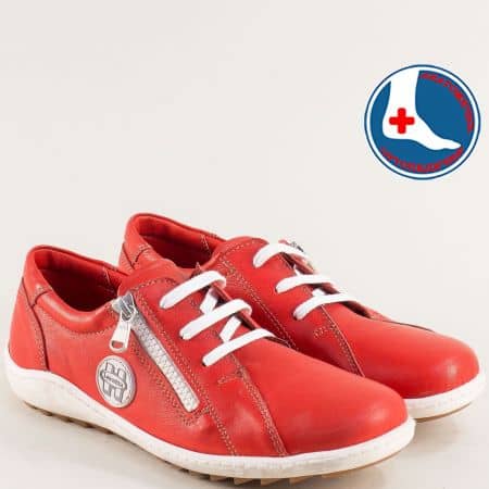 Ортопедични дамски обувки в червено естествена кожа l6832chv