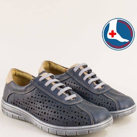 Сини анатомични дамски обувки естествена кожа l6854s