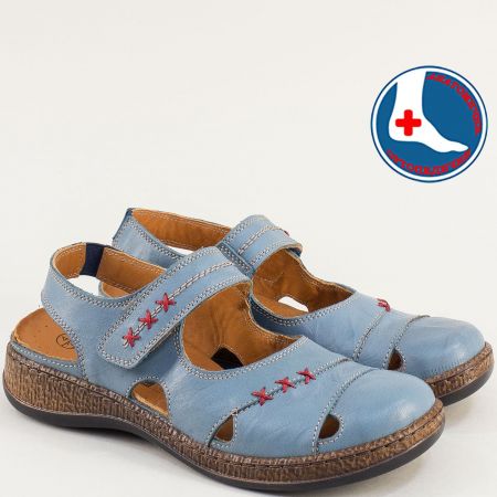 Кожени сини сандали със затворени пръсти LORETTA l695336s