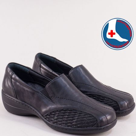 Комфортни дамски обувки в черно от естествена кожа l706121ch