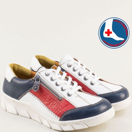 Ежедневни дамски обувки естествена кожа в бял,син и червен цвят l7097415tomi