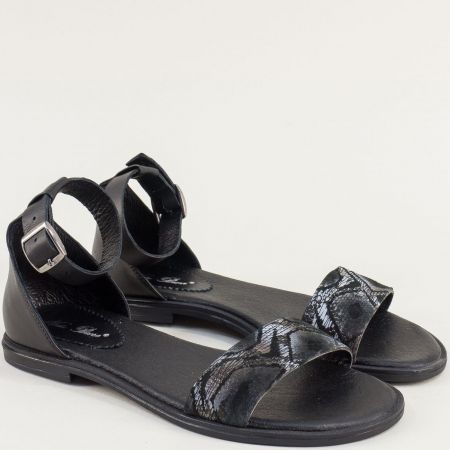 Кожени дамски сандали със затворена пета в черно liberika1190ch
