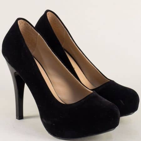 Дамски обувки в черен цвят на висок ток и скрита платформа m0500vch