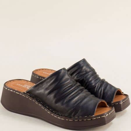 Ежедневни дамски чехли естествена кожа в черно m0514ch