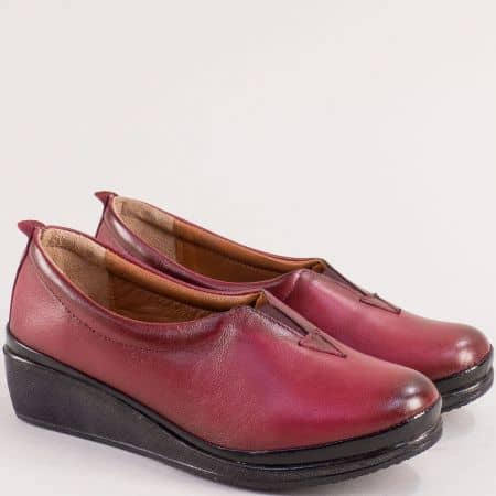 Дамски бордо обувки естествена кожа  m067bd1