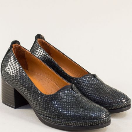 Дамски обувки естествена кожа в черно с интересен принт m0859sch