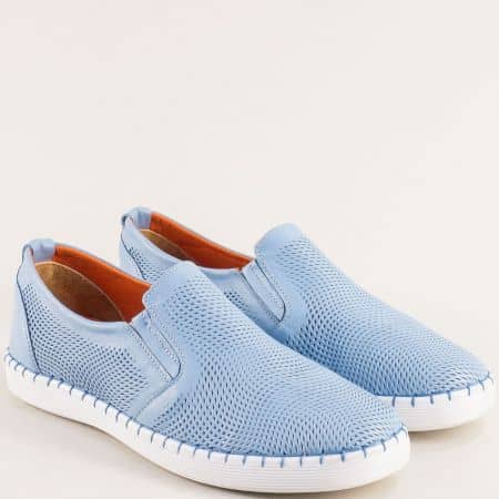 Сини спортни дамски обувки от естествена кожа  m086s