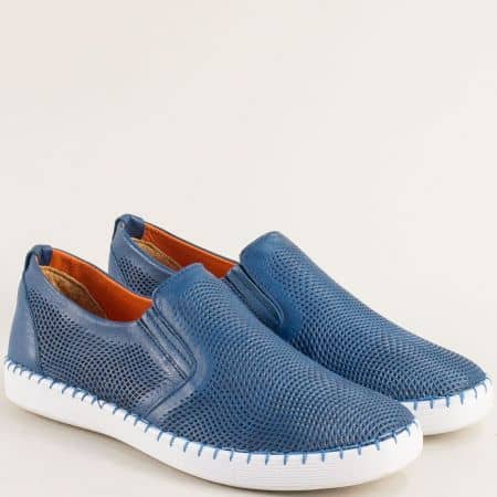 Комфортни дамски обувки естествена кожа в сино m086ts