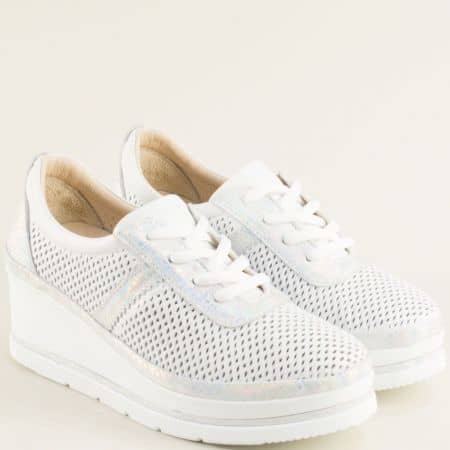 Сребърни дамски обувки на платформа естествена кожа m1021bsr