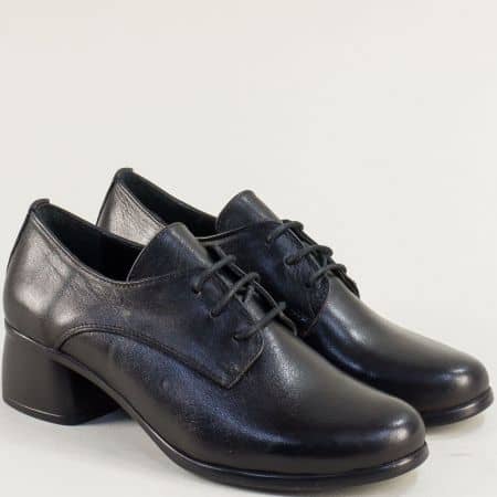 Дамски черни ежедневни обувки на ток m138ch