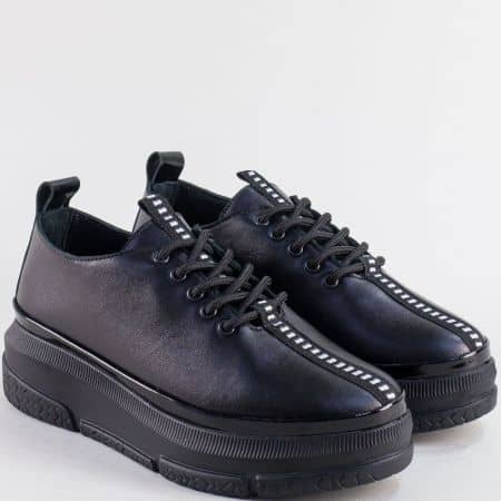 Комфортни дамски обувки в черно от естествена кожа m1550ch
