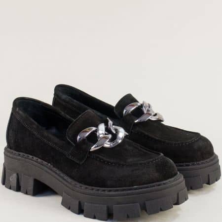 Черен велур дамски обувки на платформа m2000vch