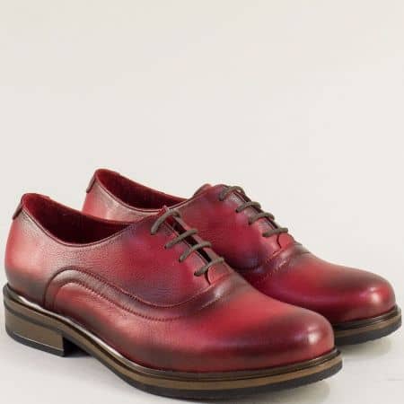 Червени дамски обувки естествена кожа с връзки m20031chv