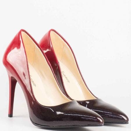 Лачени дамски обувки на висок ток в черно и червено m2015chchv