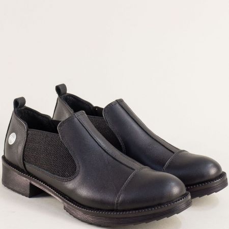 Ежедневни дамски черни обувки на нисък ток и ластик m2155ch