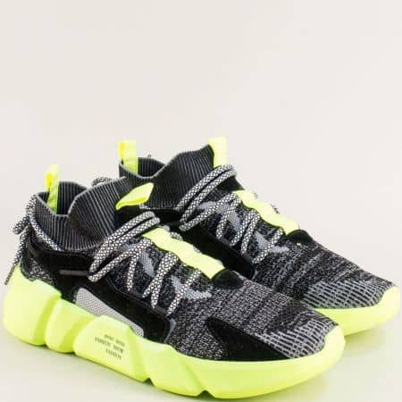 Черно и зелено мъжки спортни обувки m23chz