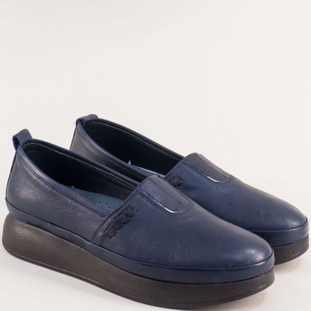 Ежедневни дамски обувки в син цвят естествена кожа m36s