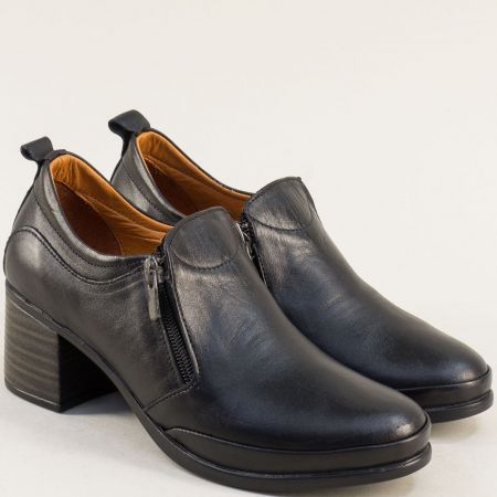 Изчистени дамски обувки от естествена кожа в черен цвят m43259ch