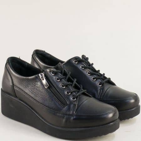 Комфортни дамски обувки естествена кожа в черно m5000ch