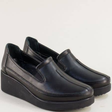 Комфортни дамски обувки от естествена кожа в черно m5020ch