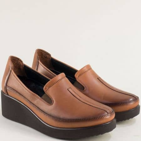 Дамски обувки естествена кожа кафяв цвят m5020k