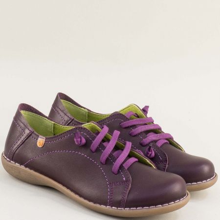 Комфортни дамски обувки от испания JUNGLA от естествен набук в лилав цвят m5125l