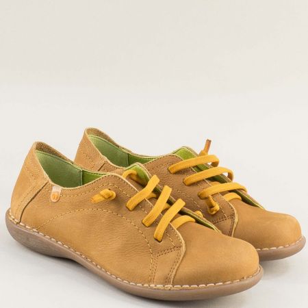 Испански дамски обувки JUNGLA от естествен набук в жълт цвят m5125nj